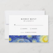 Vincent Van Gogh Sterrennacht bruiloft RSVP Kaartje (Voorkant)