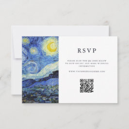 Vincent Van Gogh Sterrennacht bruiloft RSVP Kaartje
