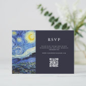Vincent Van Gogh Sterrennacht bruiloft RSVP Kaartje (Staand voorkant)