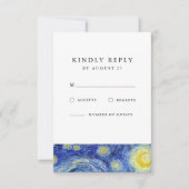 Vincent Van Gogh Sterrennacht bruiloft RSVP Kaartje (Voorkant)