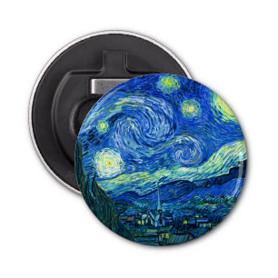 vincent van gogh sterrennacht button flesopener