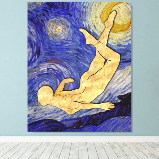Vincent Van Gogh Sterrennacht Canvas Afdruk (Insitu (Houten vloer))