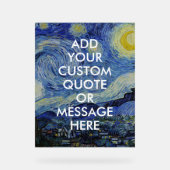 Vincent Van Gogh Sterrennacht Custom Quote Acryl Bord (Voorkant)