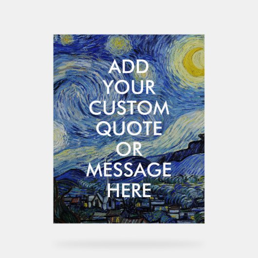 Vincent Van Gogh Sterrennacht Custom Quote Acryl Bord (Voorkant)