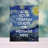 Vincent Van Gogh Sterrennacht Custom Quote Acryl Bord (Neutraal)