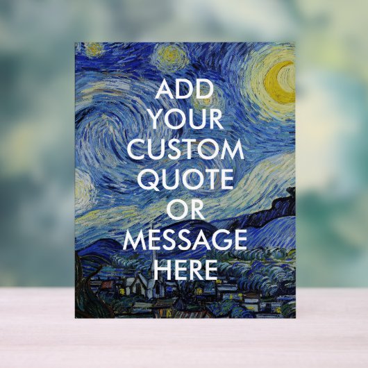 Vincent Van Gogh Sterrennacht Custom Quote Acryl Bord (Neutraal)