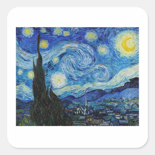VINCENT VAN GOGH "STERRENNACHT ENVELOPE SEAL VIERKANTE STICKER (Voorkant)