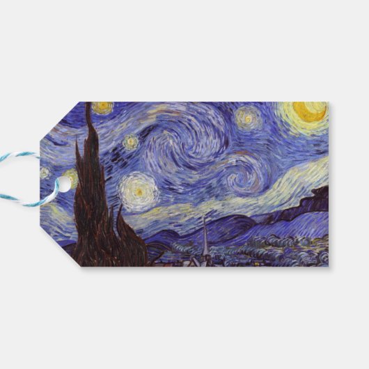Vincent Van Gogh Sterrennacht  Fine Art Cadeaulabel (Achterkant Horizontaal)