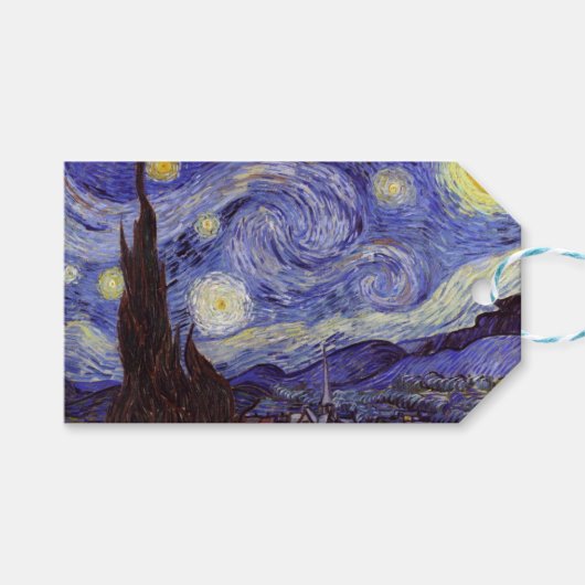 Vincent Van Gogh Sterrennacht  Fine Art Cadeaulabel (Voorkant (Horizontaal))