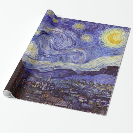 Vincent Van Gogh Sterrennacht  Fine Art Cadeaupapier (Uitgerold)