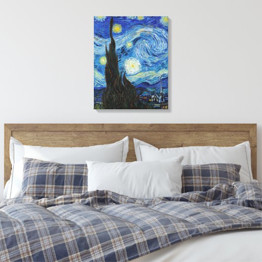 Vincent Van Gogh Sterrennacht Fine Art Canvas Afdruk (Insitu (Slaapkamer))