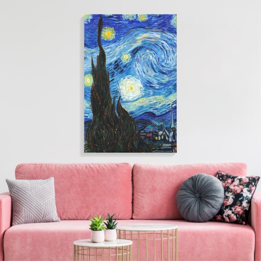 Vincent Van Gogh Sterrennacht  Fine Art Canvas Afdruk (Insitu (Woonkamer))