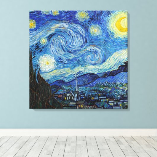 Vincent Van Gogh Sterrennacht Fine Art Canvas Afdruk (Insitu (Houten vloer))