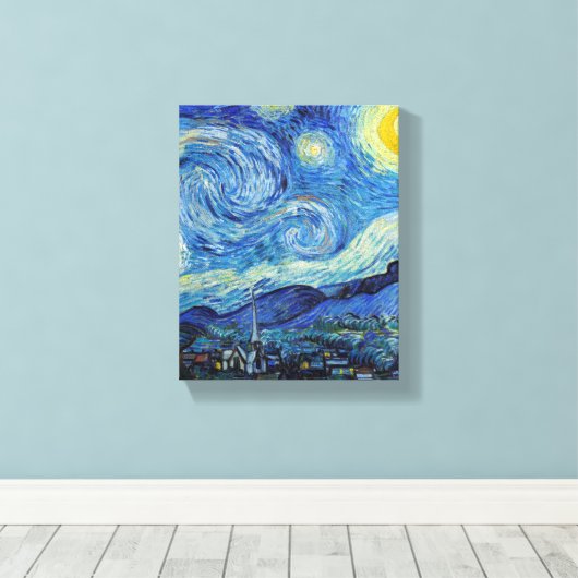 Vincent Van Gogh Sterrennacht  Fine Art Canvas Afdruk (Insitu (Houten vloer))