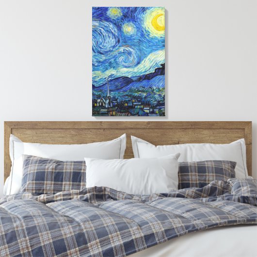 Vincent Van Gogh Sterrennacht Fine Art Canvas Afdruk (Insitu (Slaapkamer))