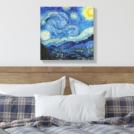 Vincent Van Gogh Sterrennacht Fine Art Canvas Afdruk (Insitu (Slaapkamer))