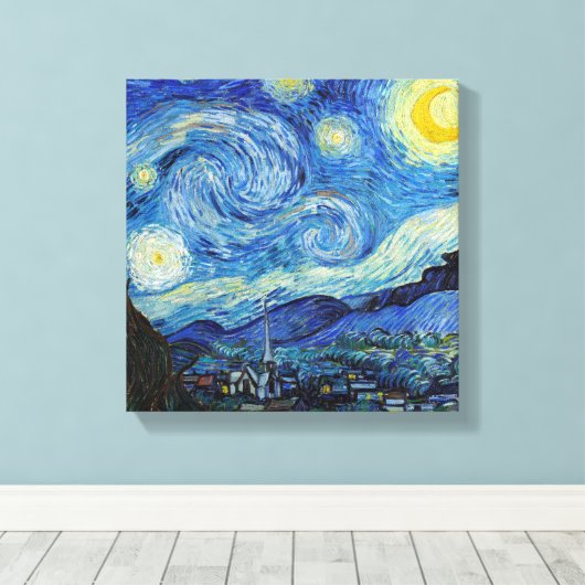 Vincent Van Gogh Sterrennacht Fine Art Canvas Afdruk (Insitu (Houten vloer))