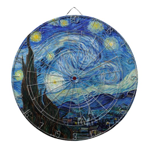 Vincent Van Gogh Sterrennacht  Fine Art Dartbord (Voorkant)
