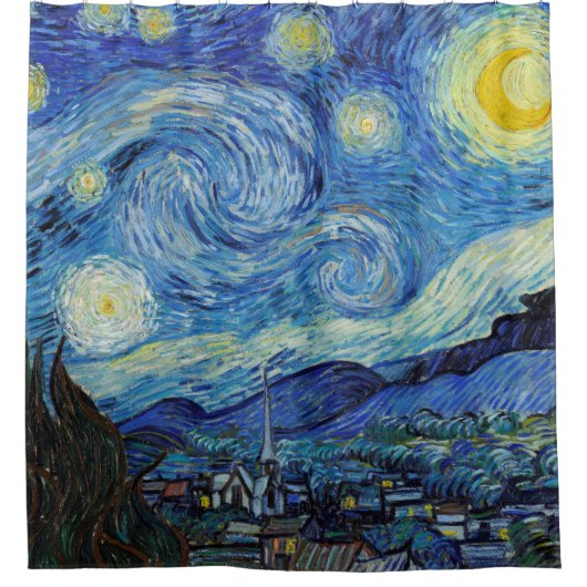 Vincent Van Gogh Sterrennacht  Fine Art Douchegordijn (Voorkant)