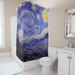 Vincent Van Gogh Sterrennacht  Fine Art Douchegordijn<br><div class="desc">Vincent van Gogh Sterrennacht Fine Art Painting Sterrennacht is een schilderij van de Nederlandse postpressionist Vincent van Gogh. De blauwe nachtelijke hemel is gevuld met ronddraaiende wolken, sterren en een heldere halve maan. De Sterrennacht is de enige nocturne in de reeks uitzichten uit zijn slaapkamerraam. Beweging: Post-Impressionisme. Prachtige artistieke decoratieve...</div>