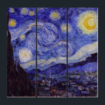 Vincent Van Gogh Sterrennacht  Fine Art Drieluik<br><div class="desc">Vincent van Gogh Sterrennacht Fine Art Painting Sterrennacht is een schilderij van de Nederlandse postpressionist Vincent van Gogh. De blauwe nachtelijke hemel is gevuld met ronddraaiende wolken, sterren en een heldere halve maan. De Sterrennacht is de enige nocturne in de reeks uitzichten uit zijn slaapkamerraam. Beweging: Post-Impressionisme. Prachtige artistieke decoratieve...</div>