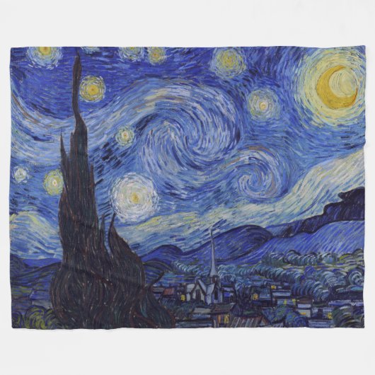 Vincent Van Gogh Sterrennacht Fine Art Fleece Deken (Voorkant (Horizontaal))