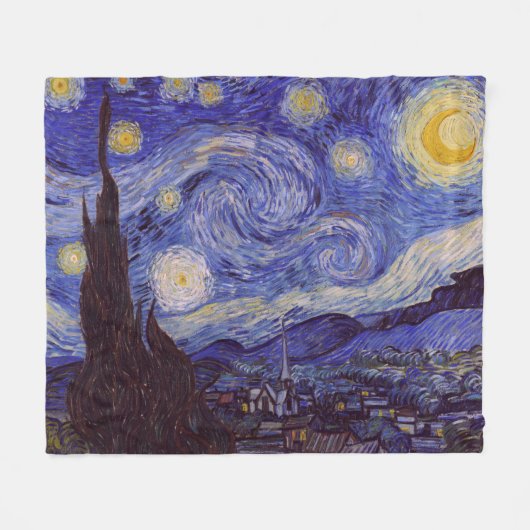 Vincent Van Gogh Sterrennacht Fine Art Fleece Deken (Voorkant (Horizontaal))