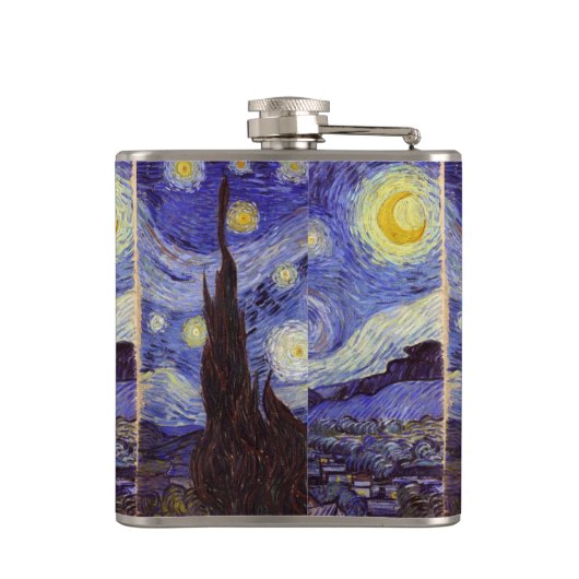 Vincent Van Gogh Sterrennacht Fine Art Heupfles (Achterkant)