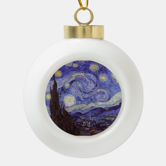 Vincent Van Gogh Sterrennacht  Fine Art Keramische Bal Ornament (Voorkant)