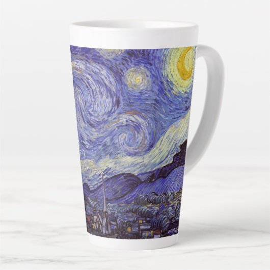 Vincent Van Gogh Sterrennacht  Fine Art Latte Mok (Rechterhoek)