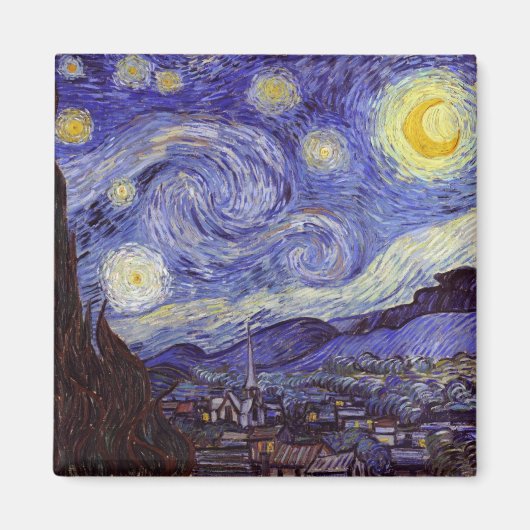 Vincent Van Gogh Sterrennacht  Fine Art Magneet (Voorkant)