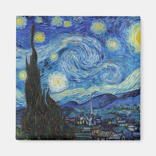 Vincent Van Gogh Sterrennacht  Fine Art Magneet (Voorkant)