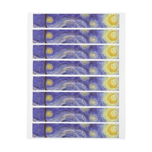 Vincent Van Gogh Sterrennacht Fine Art Omwikkelbaar Adreslabel (Vel)