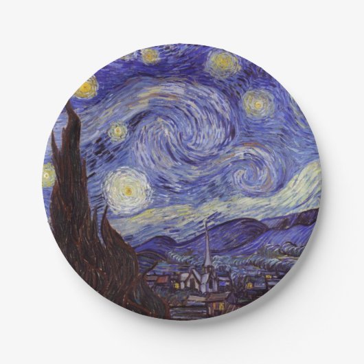 Vincent Van Gogh Sterrennacht Fine Art Papieren Bordje (Voorkant)
