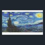 Vincent Van Gogh Sterrennacht  Fine Art Rechthoekige Sticker<br><div class="desc">Vincent Van Gogh Sterrennacht  Fine Art Rectangle Sticker</div>