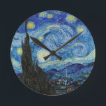 Vincent Van Gogh Sterrennacht  Fine Art Ronde Klok<br><div class="desc">Vincent Van Gogh Starry Night Vintage Fine Art Round Clock</div>