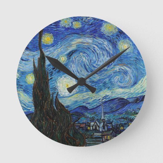 Vincent Van Gogh Sterrennacht  Fine Art Ronde Klok (Voorkant)