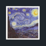 Vincent Van Gogh Sterrennacht  Fine Art Servet<br><div class="desc">Vincent van Gogh Sterrennacht Fine Art Painting Sterrennacht is een schilderij van de Nederlandse postpressionist Vincent van Gogh. De blauwe nachtelijke hemel is gevuld met ronddraaiende wolken, sterren en een heldere halve maan. De Sterrennacht is de enige nocturne in de reeks uitzichten uit zijn slaapkamerraam. Beweging: Post-Impressionisme. Prachtige artistieke decoratieve...</div>