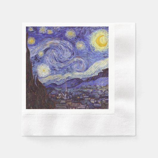 Vincent Van Gogh Sterrennacht  Fine Art Servetten (Voorkant)