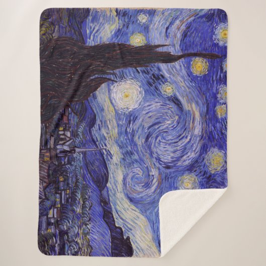 Vincent Van Gogh Sterrennacht Fine Art Sherpa Deken (Voorkant)