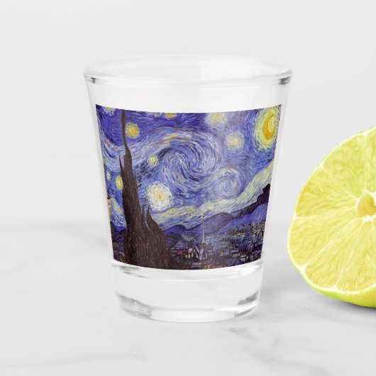 Vincent Van Gogh Sterrennacht  Fine Art Shot Glas (Voorkant)
