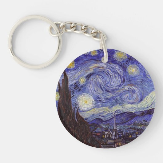 Vincent Van Gogh Sterrennacht  Fine Art Sleutelhanger (Voorkant)