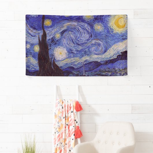 Vincent Van Gogh Sterrennacht  Fine Art Spandoek (Insitu)