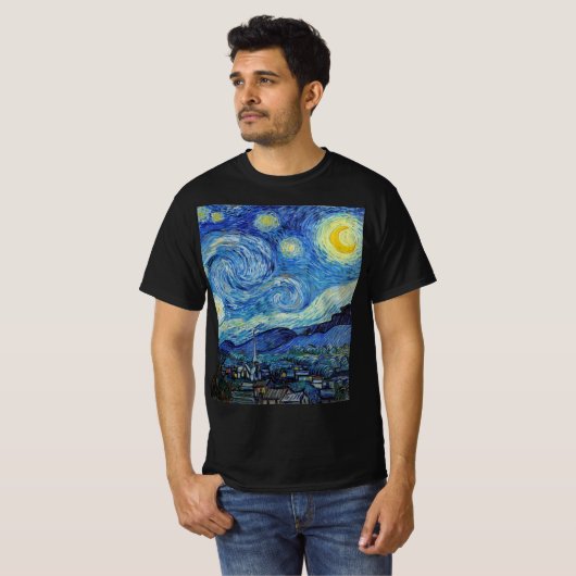 Vincent Van Gogh Sterrennacht  Fine Art T-shirt (Voorkant volledig)