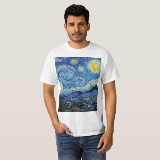 Vincent Van Gogh Sterrennacht  Fine Art T-shirt (Voorkant volledig)