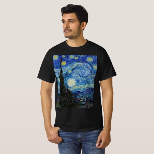 Vincent Van Gogh Sterrennacht  Fine Art T-shirt (Voorkant volledig)