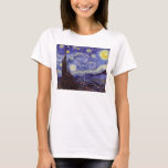 Vincent Van Gogh Sterrennacht  Fine Art T-shirt<br><div class="desc">Vincent van Gogh Sterrennacht Fine Art Painting Sterrennacht is een schilderij van de Nederlandse postpressionist Vincent van Gogh. De blauwe nachtelijke hemel is gevuld met ronddraaiende wolken, sterren en een heldere halve maan. De Sterrennacht is de enige nocturne in de reeks uitzichten uit zijn slaapkamerraam. Beweging: Post-Impressionisme. Prachtige artistieke decoratieve...</div>