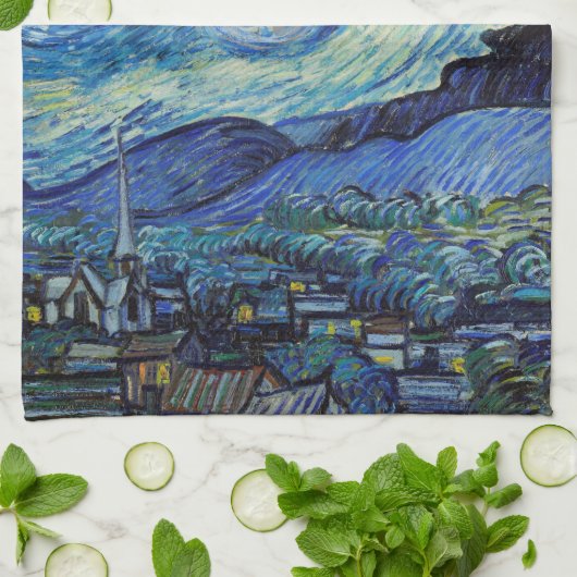 Vincent Van Gogh Sterrennacht  Fine Art Theedoek (Gevouwen)