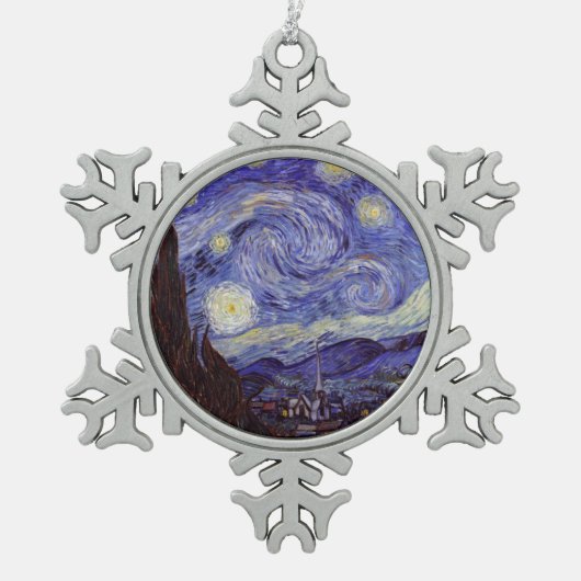 Vincent Van Gogh Sterrennacht  Fine Art Tin Sneeuwvlok Ornament (Voorkant)