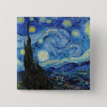 Vincent Van Gogh Sterrennacht  Fine Art Vierkante Button 5,1 Cm<br><div class="desc">Vincent Van Gogh Sterrennacht  Fine Art Button</div>